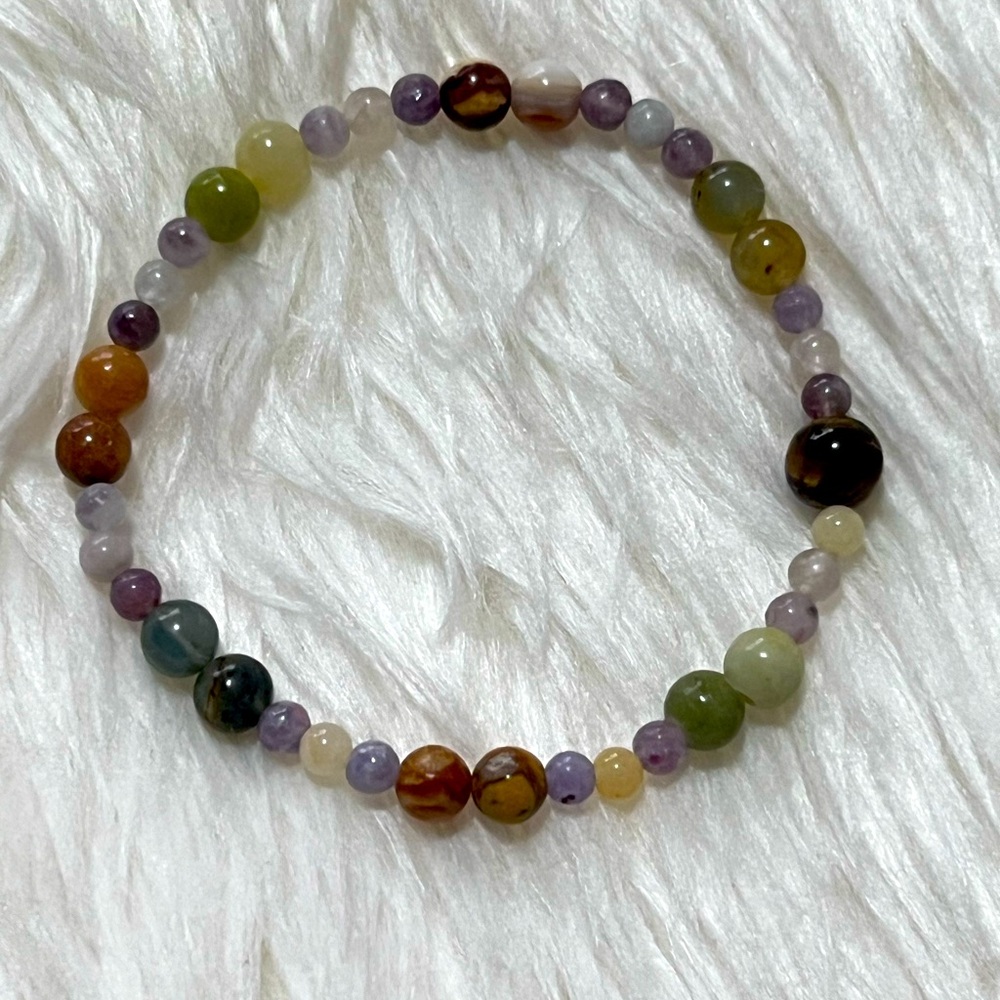 Handmade Natural Crystal Beaded Bracelet, Healing Gemstone Bracelet